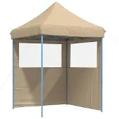 vidaXL Partytent, inklapbaar, pop-up model, met 2 zijpanelen, beige