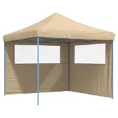 vidaXL Partytent inklapbaar pop-up met 2 zijwanden beige
