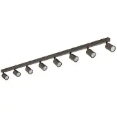 TK Lighting Plafondspot Top, verstelbaar, bruin, 8-lamps lineair dimbaar, bruin / roest, Woon-/ Eetkamer, metaal, Modern, buitenspot