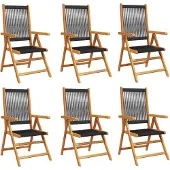 vidaXL Tuinstoelen 6 st verstelbaar massief acaciahout zwart
