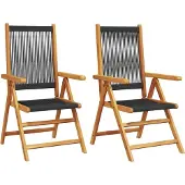 vidaXL Tuinstoelen 2 st massief acaciahout en polypropeen zwart