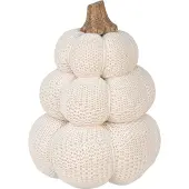 Clayre & Eef Decoratie Pompoen Ø 13x18 cm Wit Stof Wit
