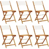vidaXL Tuinstoelen 6 st inklapbaar massief hout en stof crèmewit