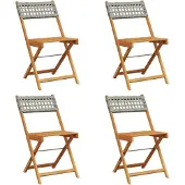 vidaXL Tuinstoelen 4 st inklapbaar poly rattan en massief hout grijs