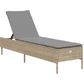 vidaXL Ligbed met kussen poly rattan beige
