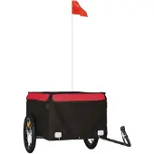 vidaXL Fietsaanhanger, zwart en rood, 45 kg, staal