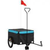 vidaXL Fietsaanhanger, zwart en blauw, 45 kg, staal