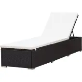 vidaXL Ligbed met crèmewit kussen poly rattan bruin