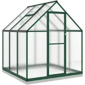 vidaXL Kas met funderingsframe, groen, 169x169x202 cm, aluminium