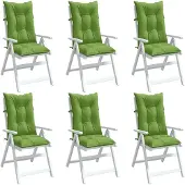 vidaXL Stoelkussens 6 st hoge rug 120x50x7 cm stof gemêleerd groen