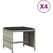 vidaXL Tuinkrukken 4 st met kussens 40x40x35 cm poly rattan lichtgrijs
