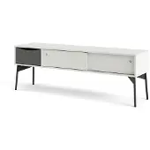 Ebuy24 Elly TV-meubel 2 schuifdeuren, 1 lade mat wit, grijs.