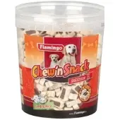 Flamingo Hondensnack – botjes met lam & rijst – hondensnacks – honden snacks – hondensnoepjes – zonder toegevoegde suikers – 500g bewaaremmer