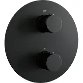Brauer Black Edition 3-weg inbouwthermostaat rond met in- en afbouwdelen mat zwart