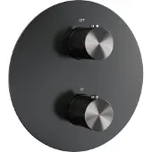 Brauer Gunmetal Carving 3-weg inbouwthermostaat rond met in- en afbouwdelen gunmetal geborsteld PVD
