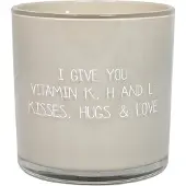 My Flame kaars kisses hugs and love. Soyawas 10x10cm