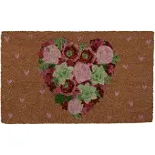 Clayre & Eef Deurmat 75x45 cm Bruin Kokosvezel PVC Bloemen Kokosmat Bruin Kokosmat