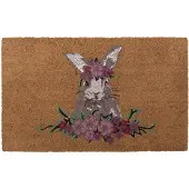 Clayre & Eef Deurmat 75x45 cm Bruin Kokosvezel PVC Konijn Kokosmat Bruin Kokosmat