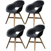 AVH-Collectie set van 4 Karlstad dining kuipstoel kunststof zwart