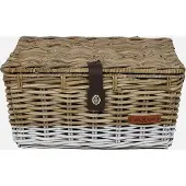 Wicked - Fietsmand - Kratmand met klep - Rotan -Large - Met witte rand