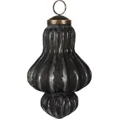 Clayre & Eef Kerstbal Overig Ø 7x12 cm Zwart Grijs Glas Kerstballen