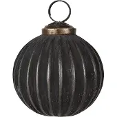 Clayre & Eef Kerstbal Overig Ø 7x7 cm Zwart Grijs Glas Kerstballen
