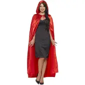 Smiffys - Satin Hooded Cape - Rood