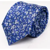 Tresanti | BRIGHT | Zijden stropdas met getekende bloemen | Royal Blauw