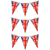 Merkloos Set van 3x stuks engeland/UK feest thema vlaggetjes 7 meter - Vlaggenlijnen