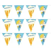 Folat 3x Beierse/Bayern print puntvlaggenlijn/slinger 10 meter feestversiering - Vlaggenlijnen
