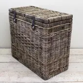 Migo Styling Duo wasmand met leren riem-70x35xH65-Riet-Rotan