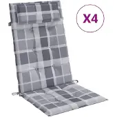vidaXL Stoelkussens 4 st hoge rug ruitpatroon oxford stof grijs