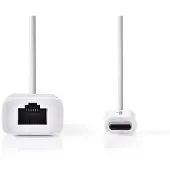 Nedis USB-netwerkadapter | USB 3.2 Gen 1 | 1000 Mbps | USB-C mannelijk | RJ45 vrouwelijk | 0,20 m | rond | vernikkeld | vertind K