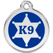 Red Dingo Sheriff Navy roestvrijstalen hondenpenning medium/gemiddeld dia. 3 cm