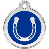 Red Dingo Horse Shoe Navy roestvrijstalen hondenpenning small/klein dia. 2 cm