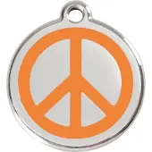 Red Dingo Peace Orange roestvrijstalen hondenpenning medium/gemiddeld dia. 3 cm