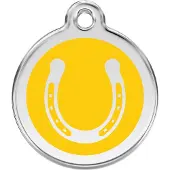 Red Dingo Horse Shoe Yellow roestvrijstalen hondenpenning medium/gemiddeld dia. 3 cm