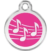 Red Dingo Music Hot Pink roestvrijstalen hondenpenning large/groot dia. 3,8 cm