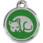 Red Dingo Kitten Green roestvrijstalen kattenpenning small/klein dia. 2 cm