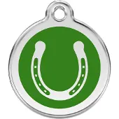 Red Dingo Horse Shoe Green roestvrijstalen hondenpenning small/klein dia. 2 cm