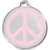 Red Dingo Peace Pink roestvrijstalen hondenpenning medium/gemiddeld dia. 3 cm