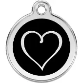 Red Dingo Tribal Heart Black roestvrijstalen hondenpenning medium/gemiddeld dia. 3 cm
