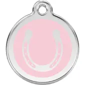 Red Dingo Horse Shoe Pink roestvrijstalen hondenpenning medium/gemiddeld dia. 3 cm