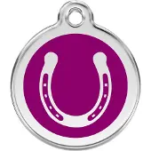 Red Dingo Horse Shoe Purple roestvrijstalen hondenpenning medium/gemiddeld dia. 3 cm