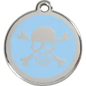 Red Dingo Cross Bone Light Blue roestvrijstalen hondenpenning small/klein dia. 2 cm