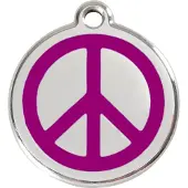 Red Dingo Peace Purple roestvrijstalen hondenpenning medium/gemiddeld dia. 3 cm