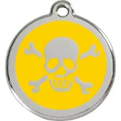 Red Dingo Cross Bone Yellow roestvrijstalen hondenpenning large/groot dia. 3,8 cm