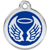 Red Dingo Angel Wings Navy roestvrijstalen hondenpenning large/groot dia. 3,8 cm