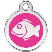 Red Dingo Fish Hot Pink roestvrijstalen kattenpenning small/klein dia. 2 cm