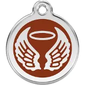 Red Dingo Angel Wings Brown roestvrijstalen hondenpenning medium/gemiddeld dia. 3 cm